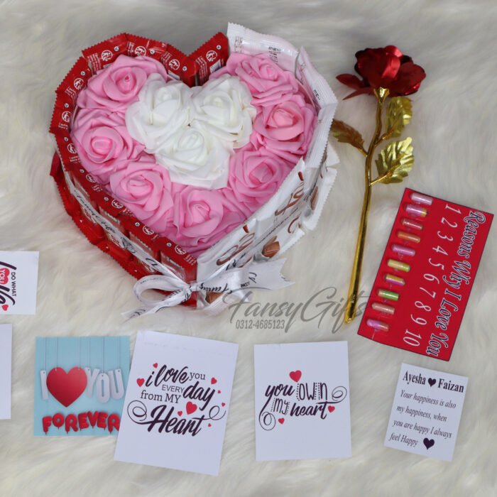 Heart With PE Rose & Chocolates / Customize Chocolate Heart