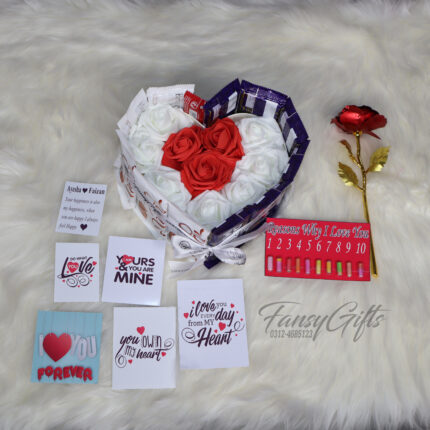 Heart With PE Rose & Chocolates / Customize Chocolate Heart