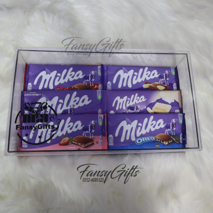 Milka Chocolates with Acrlylic Box / Luxury Chocolate Box